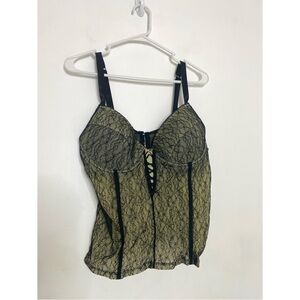 Women’s Elegant Green/Black Lace Corset Top